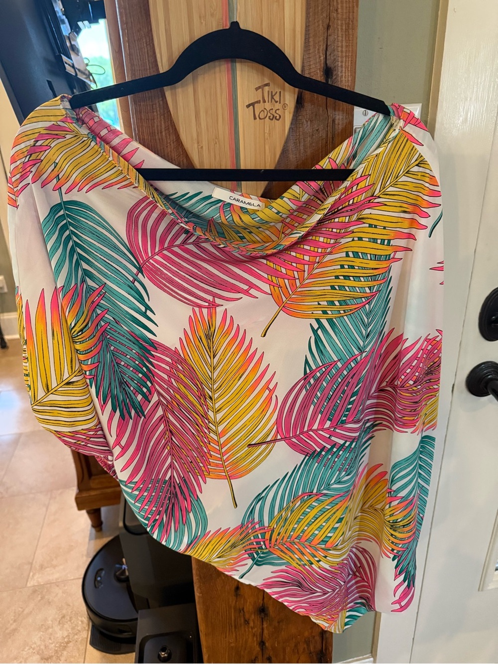 Carmela Tropical Leaf Print One-Shoulder Top - Multicolor